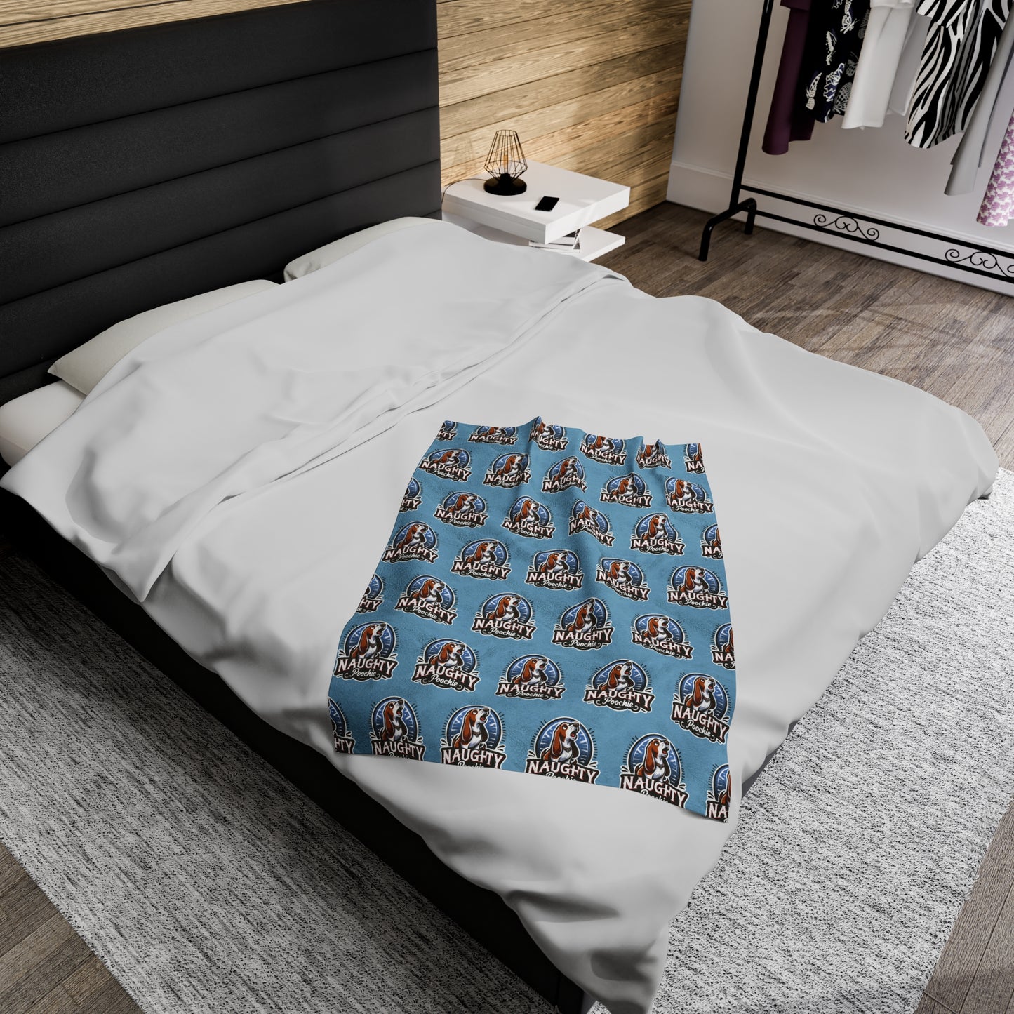 Velveteen Plush Blanket - Naughty Basset Hound
