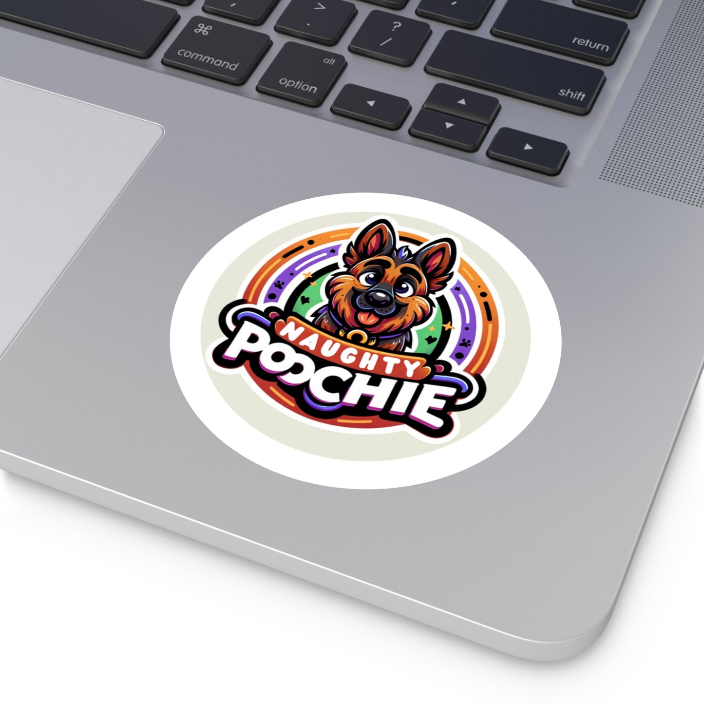 Round Vinyl Stickers - Naughty German Shepherd
