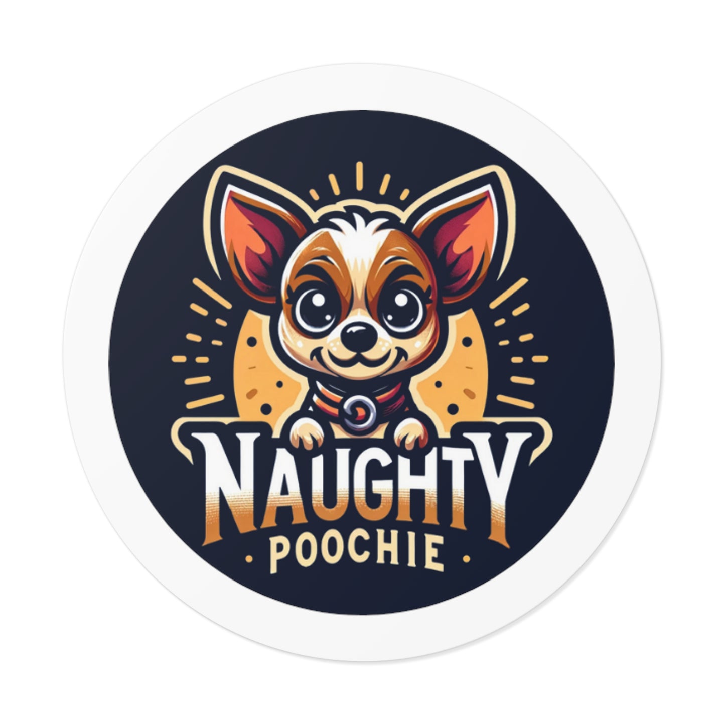 Round Vinyl Stickers - Naughty Chihuahua