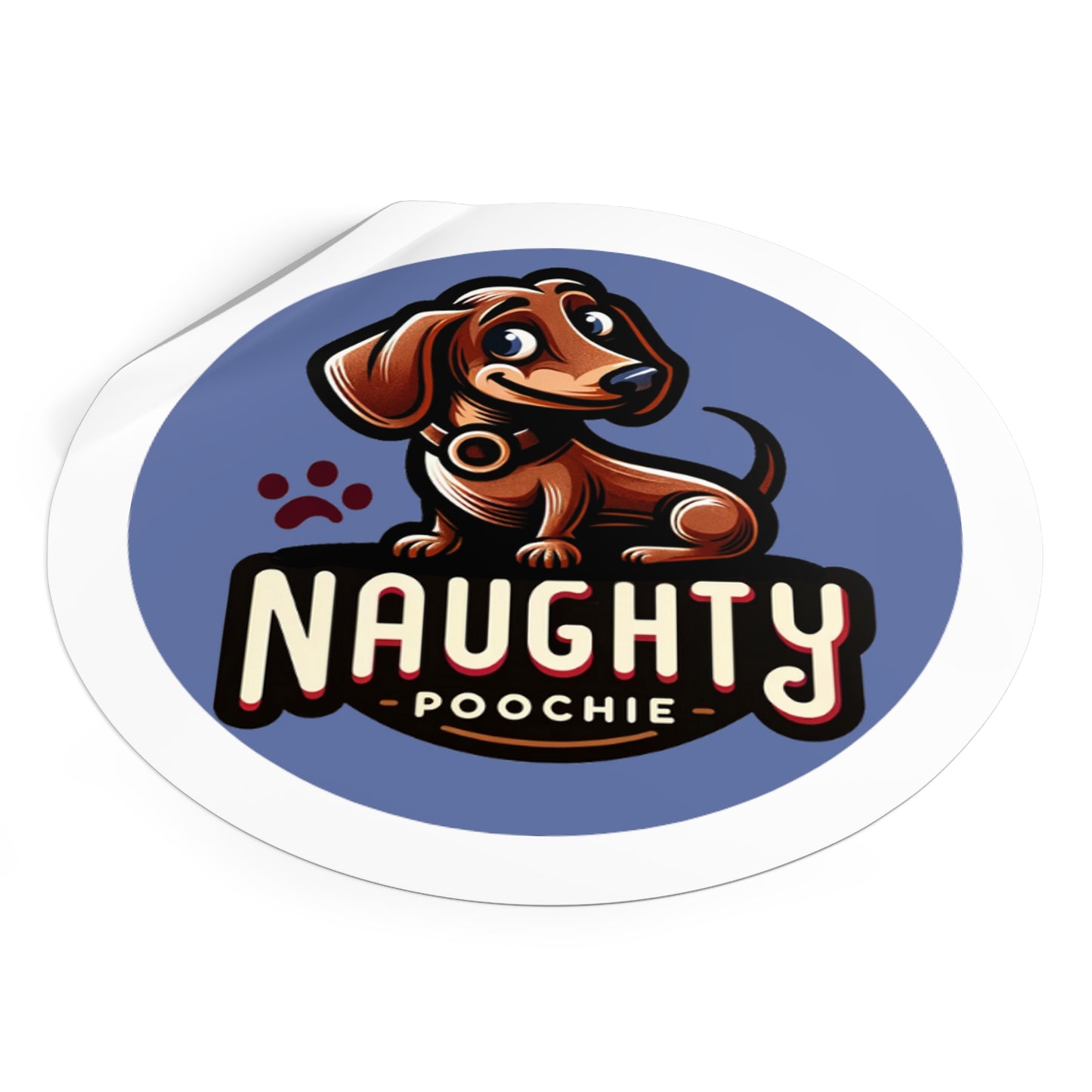 Round Vinyl Stickers - Naughty Dachshund