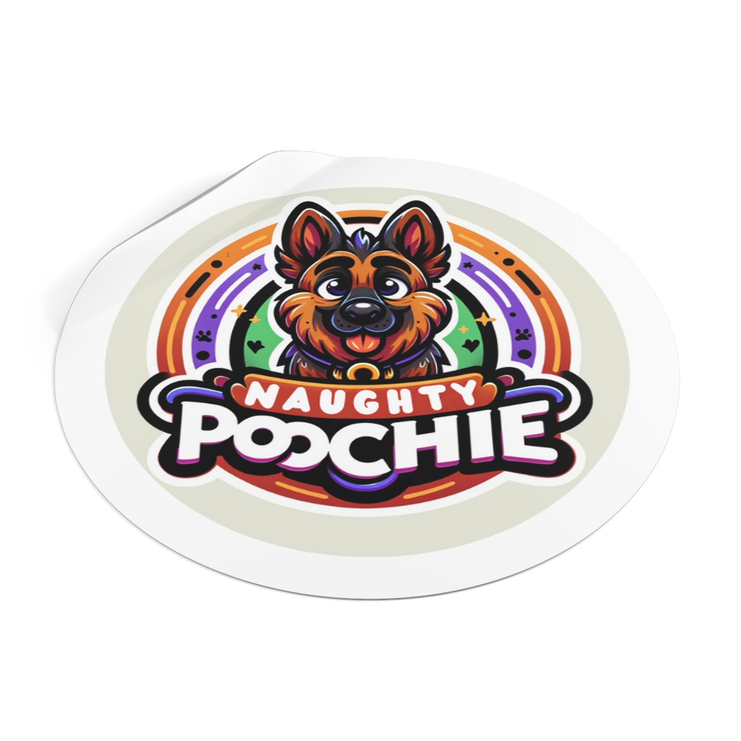 Round Vinyl Stickers - Naughty German Shepherd