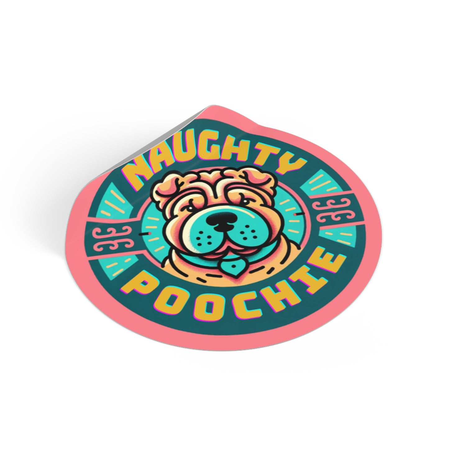 Round Vinyl Stickers - Naughty Sharpei