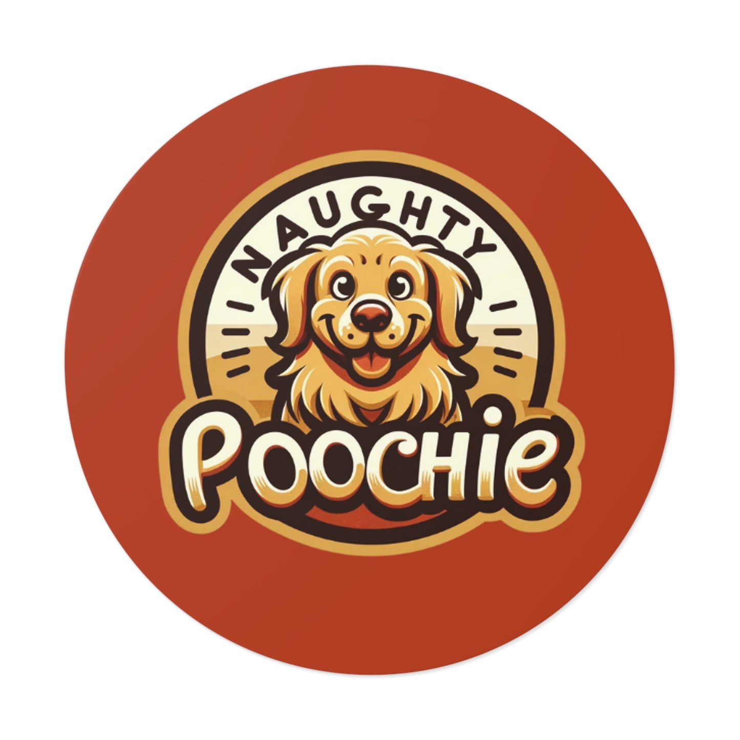 Round Vinyl Stickers - Naughty Golden Retriever