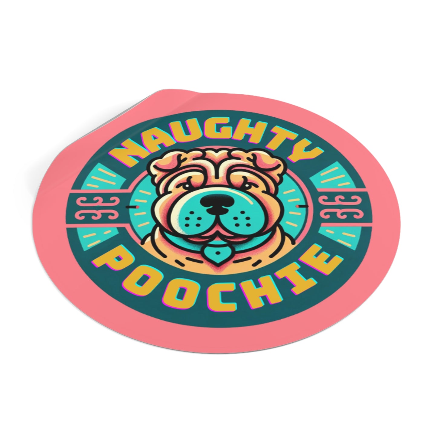 Round Vinyl Stickers - Naughty Sharpei