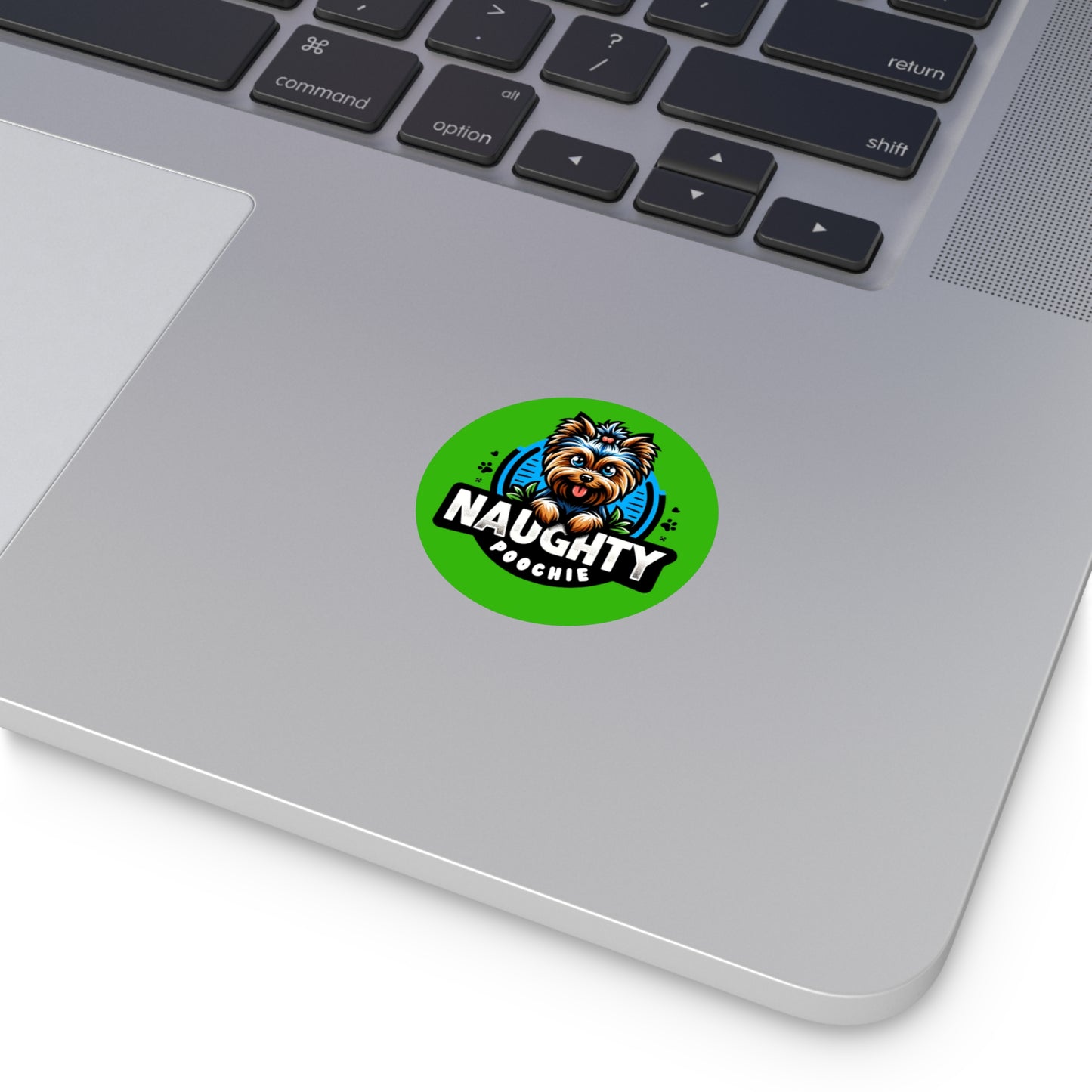 Round Vinyl Stickers - Naughty Yorkie