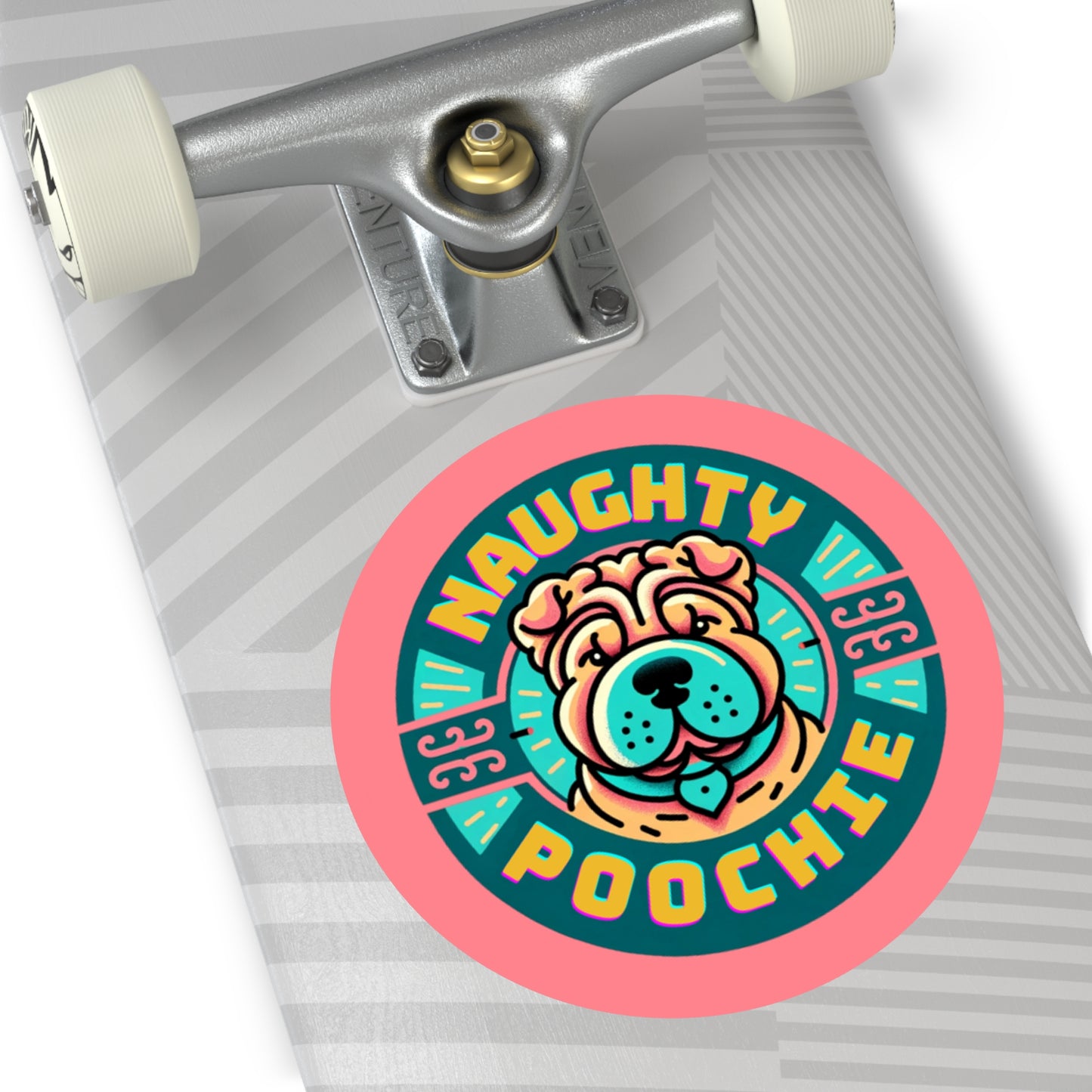 Round Vinyl Stickers - Naughty Sharpei