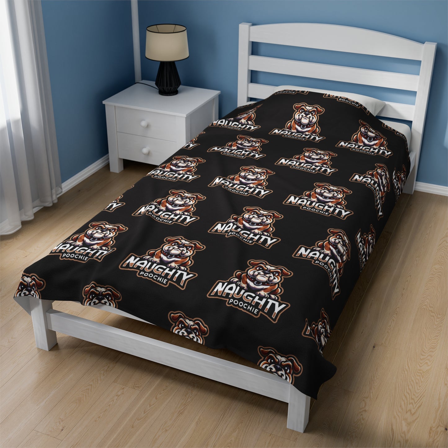 Velveteen Plush Blanket - Naughty Bulldog