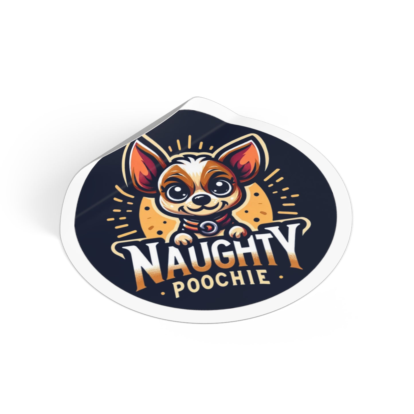 Round Vinyl Stickers - Naughty Chihuahua