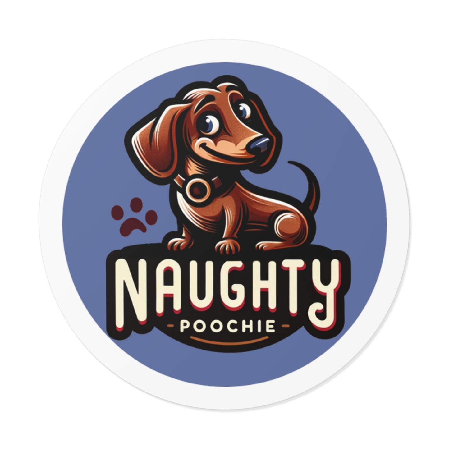 Round Vinyl Stickers - Naughty Dachshund