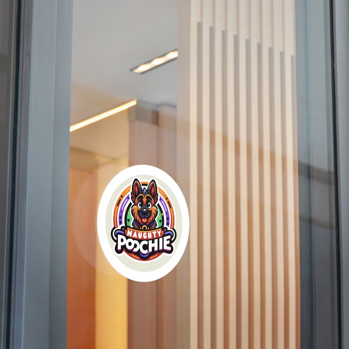 Round Vinyl Stickers - Naughty German Shepherd