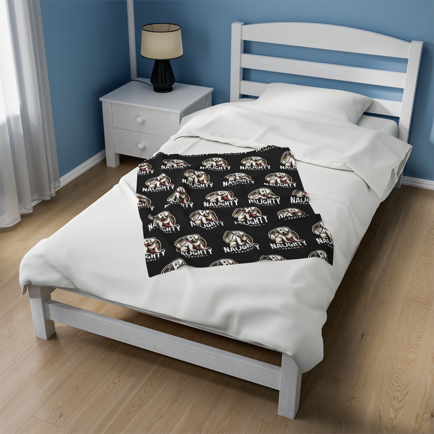 Velveteen Plush Blanket - Naughty White Lab