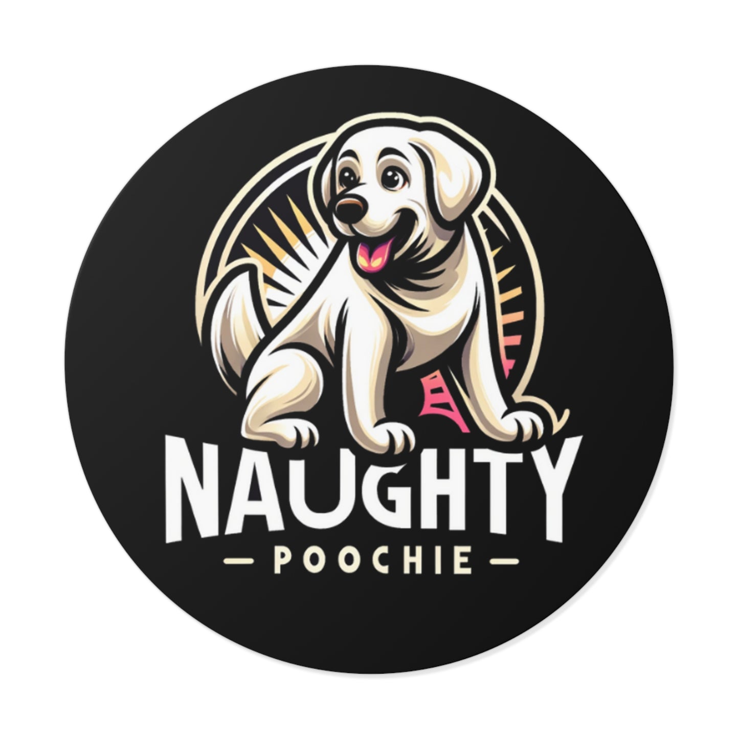 Round Vinyl Stickers - Naughty White Lab