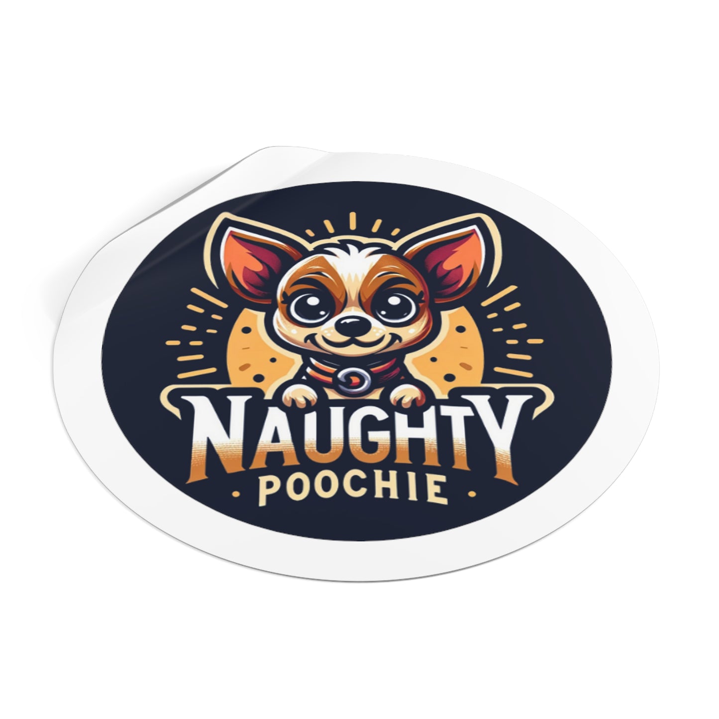 Round Vinyl Stickers - Naughty Chihuahua