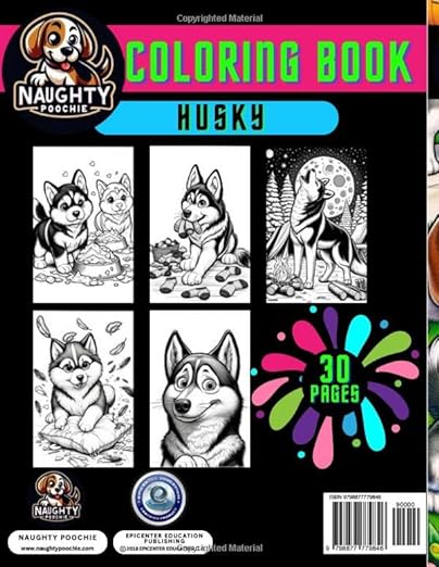 Naughty Poochie Coloring Book: Husky Edition (Naughty Poochie Coloring Series) Paperback – January 29, 2024