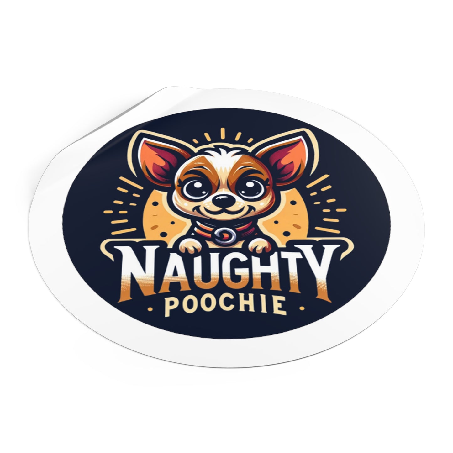 Round Vinyl Stickers - Naughty Chihuahua