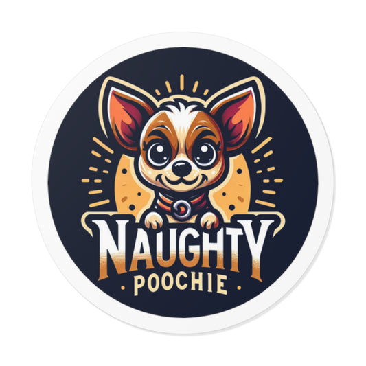 Round Vinyl Stickers - Naughty Chihuahua