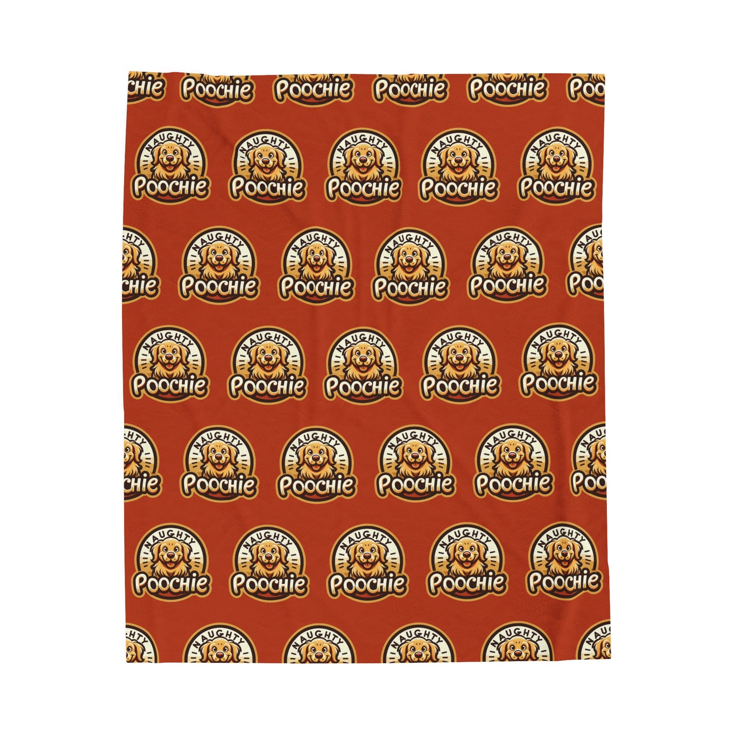 Velveteen Plush Blanket - Naughty Golden Retriever