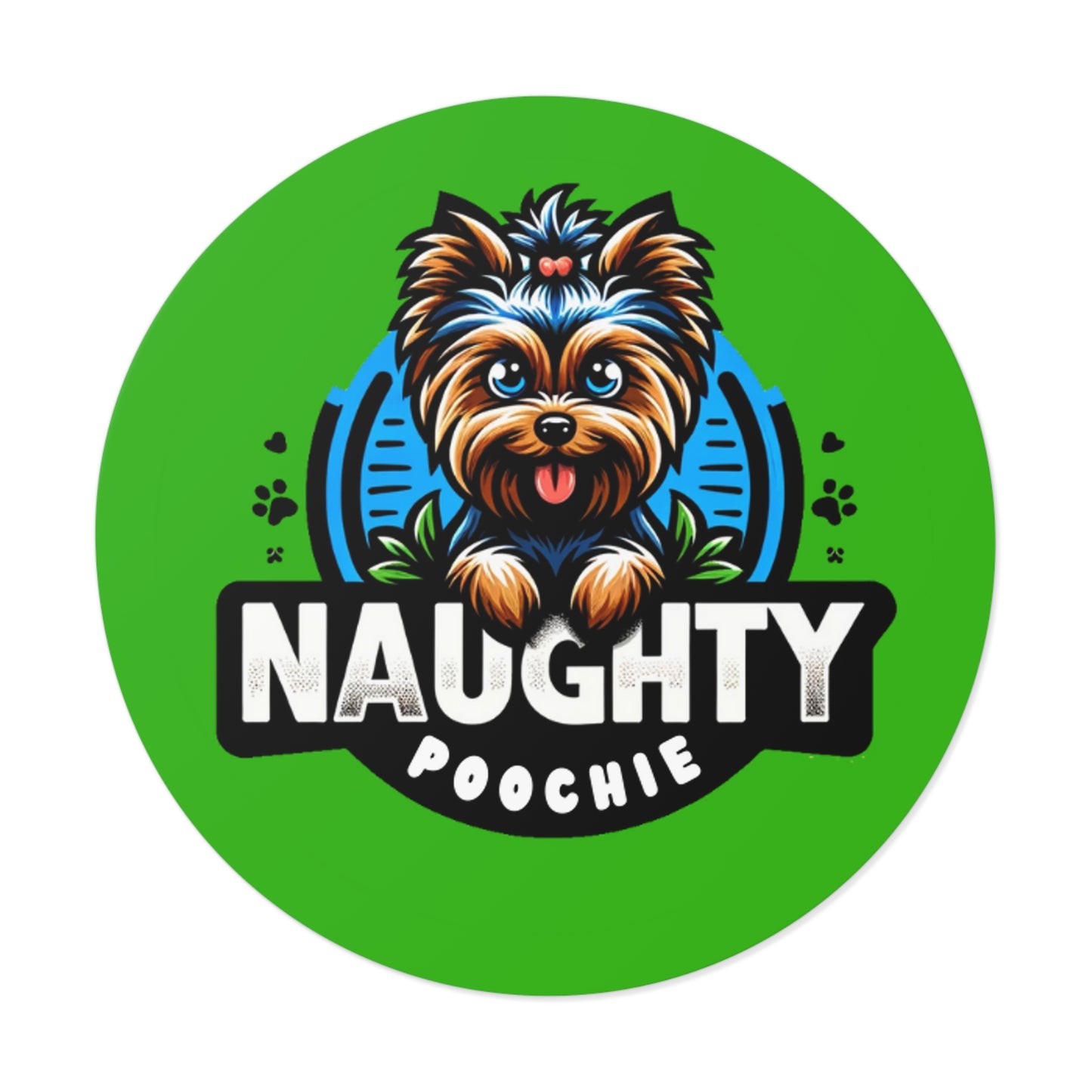 Round Vinyl Stickers - Naughty Yorkie