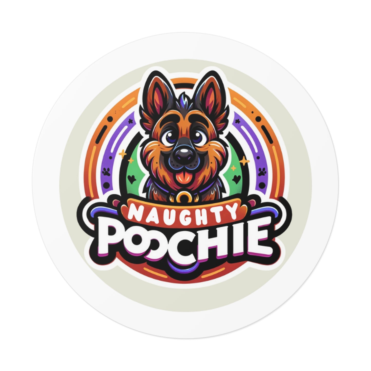 Round Vinyl Stickers - Naughty German Shepherd