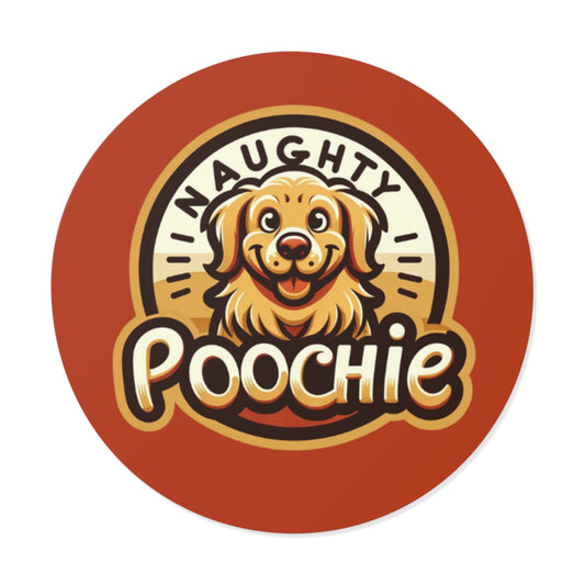 Round Vinyl Stickers - Naughty Golden Retriever