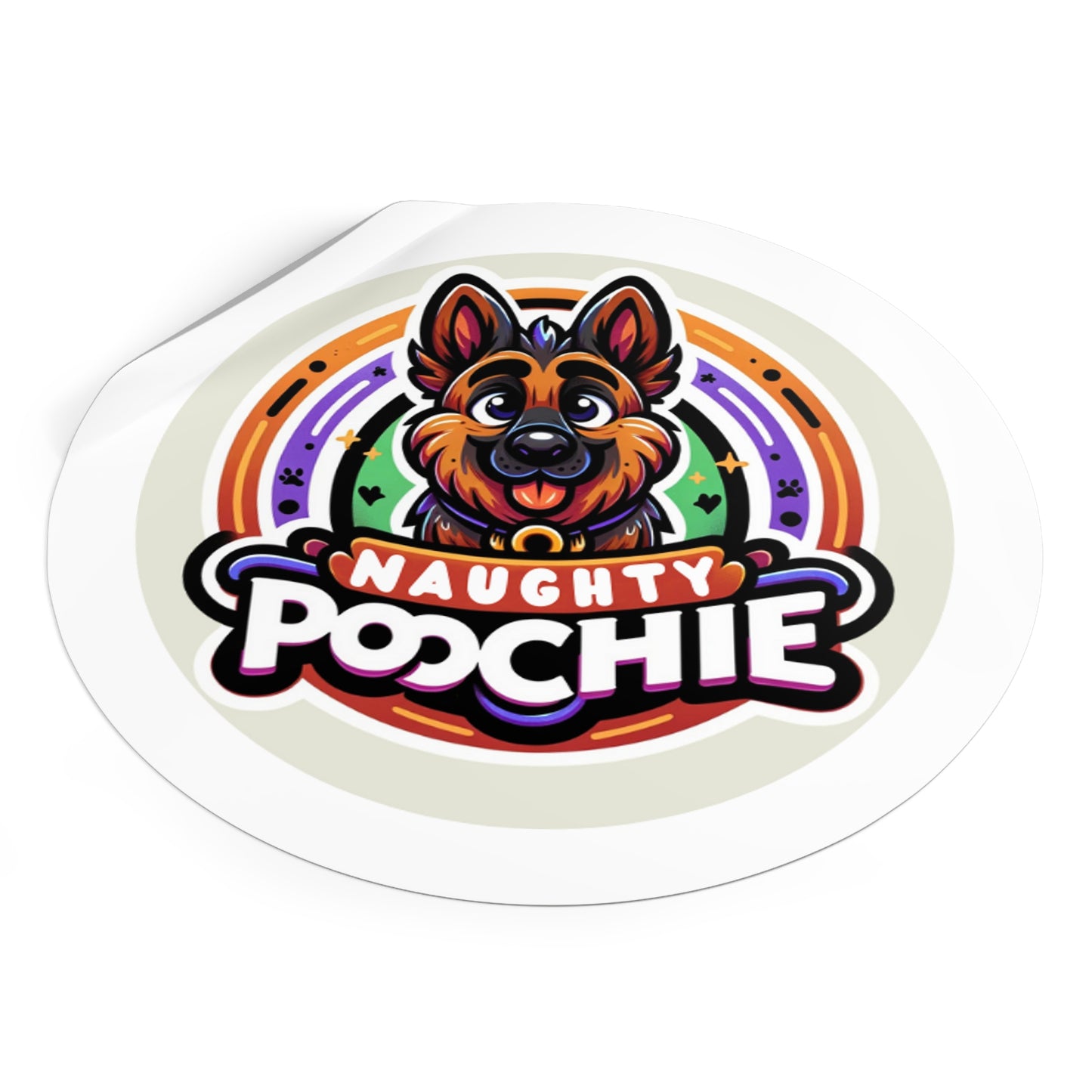 Round Vinyl Stickers - Naughty German Shepherd