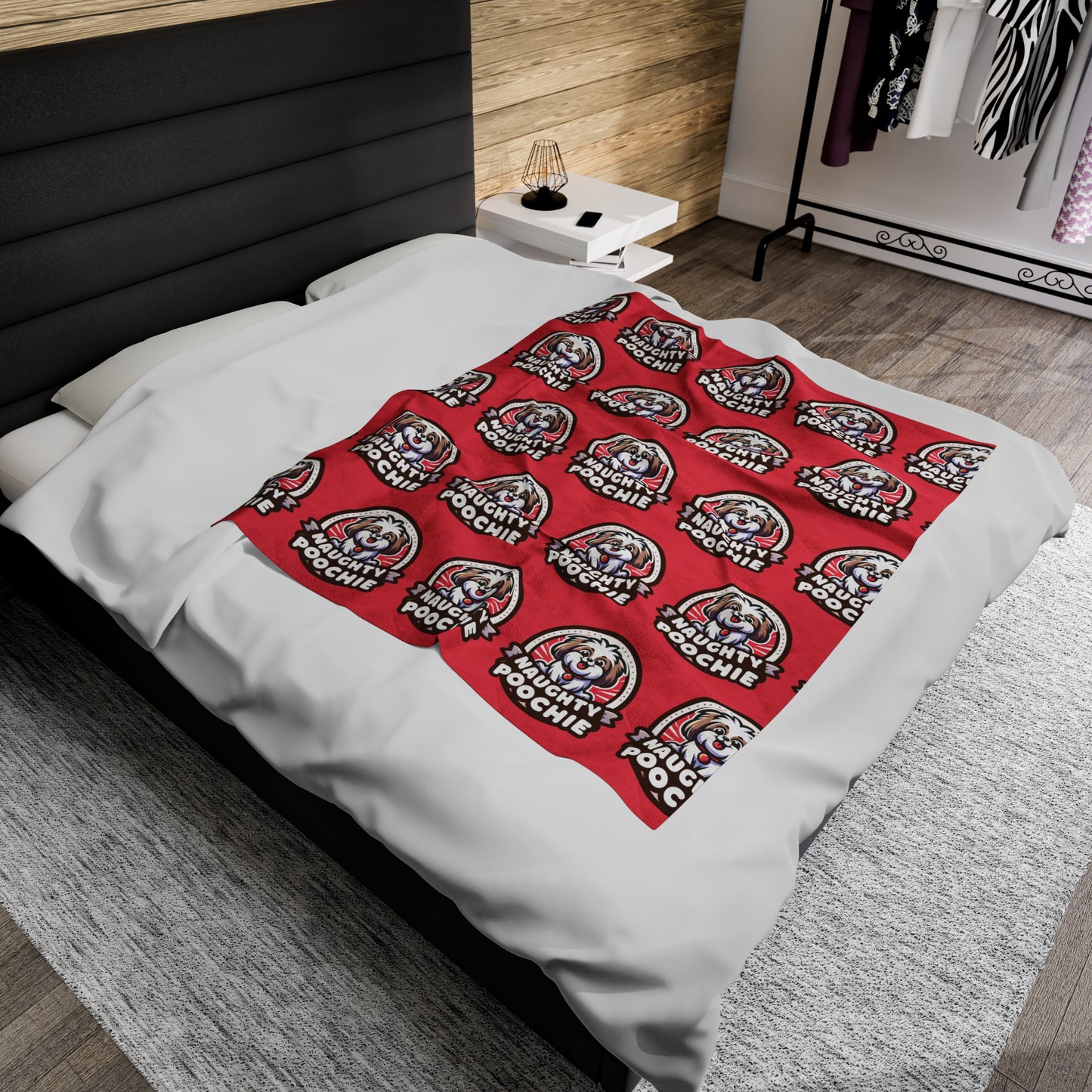 Velveteen Plush Blanket - Naughty Shih Tzu