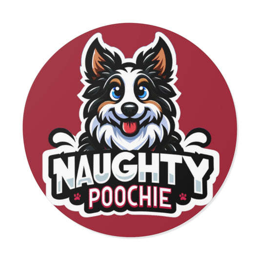 Round Vinyl Stickers - Naughty Border Collie