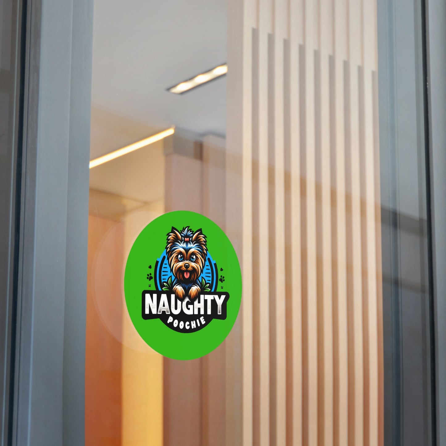 Round Vinyl Stickers - Naughty Yorkie