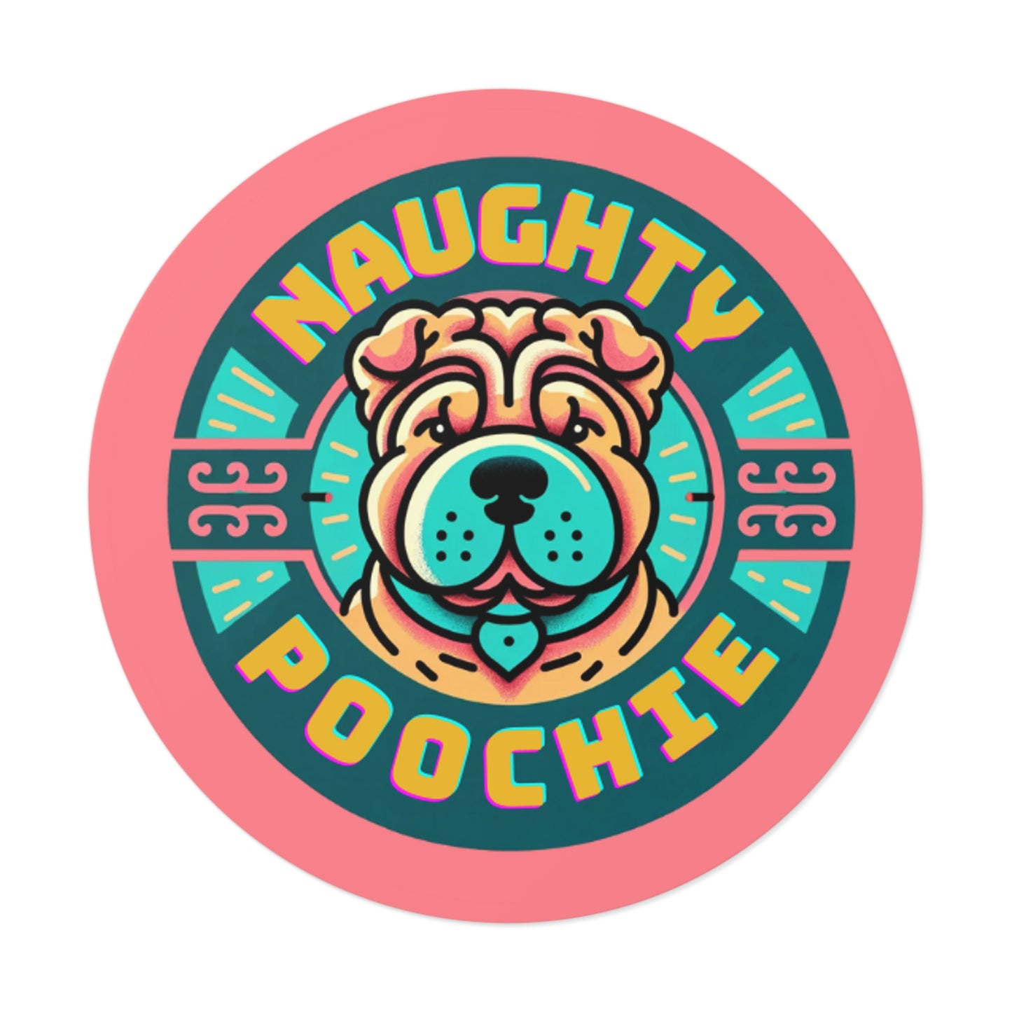 Round Vinyl Stickers - Naughty Sharpei