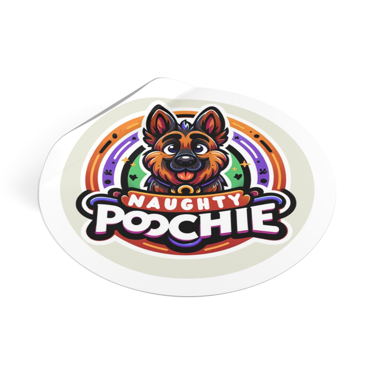 Round Vinyl Stickers - Naughty German Shepherd