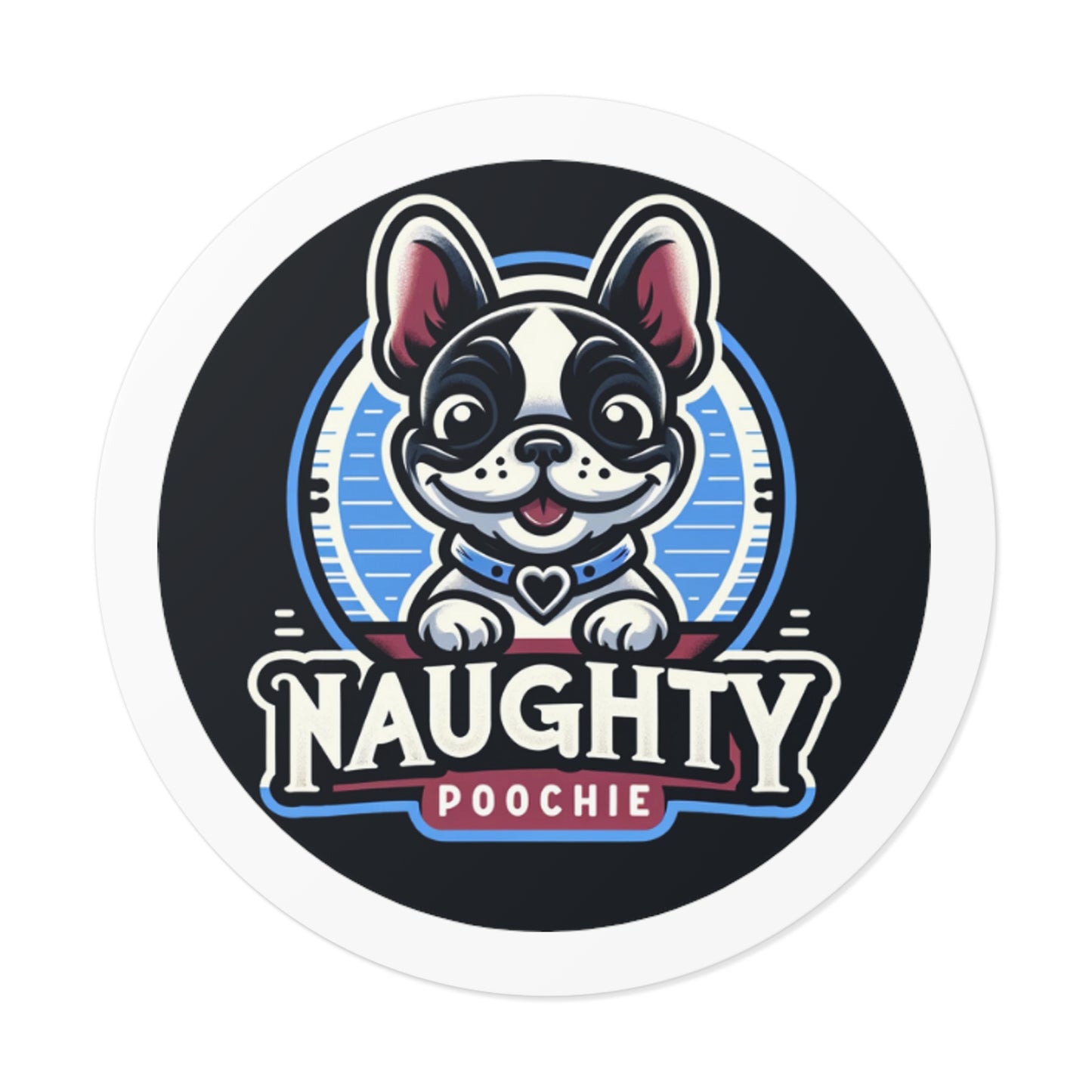 Round Vinyl Stickers - Naught French Bulldog