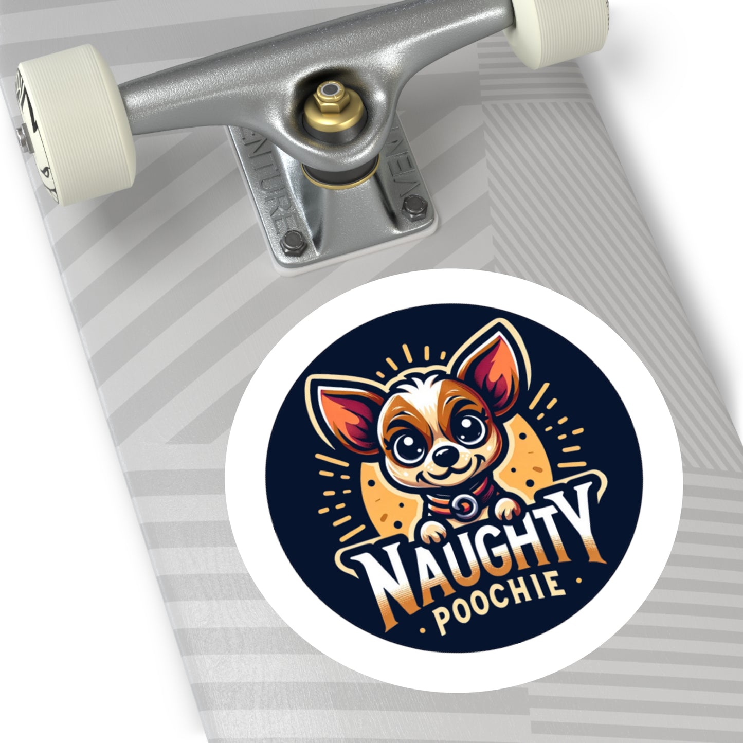 Round Vinyl Stickers - Naughty Chihuahua