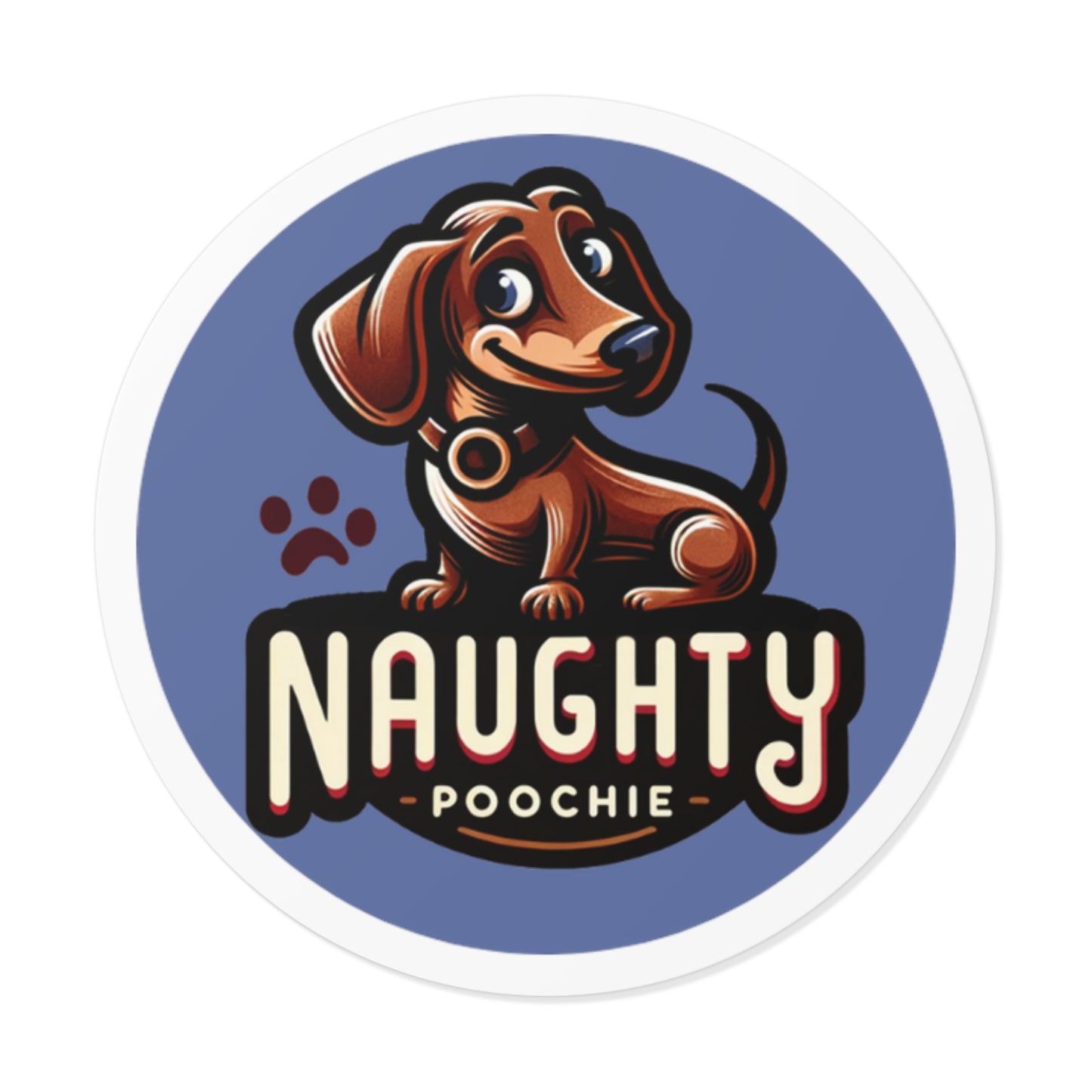 Round Vinyl Stickers - Naughty Dachshund