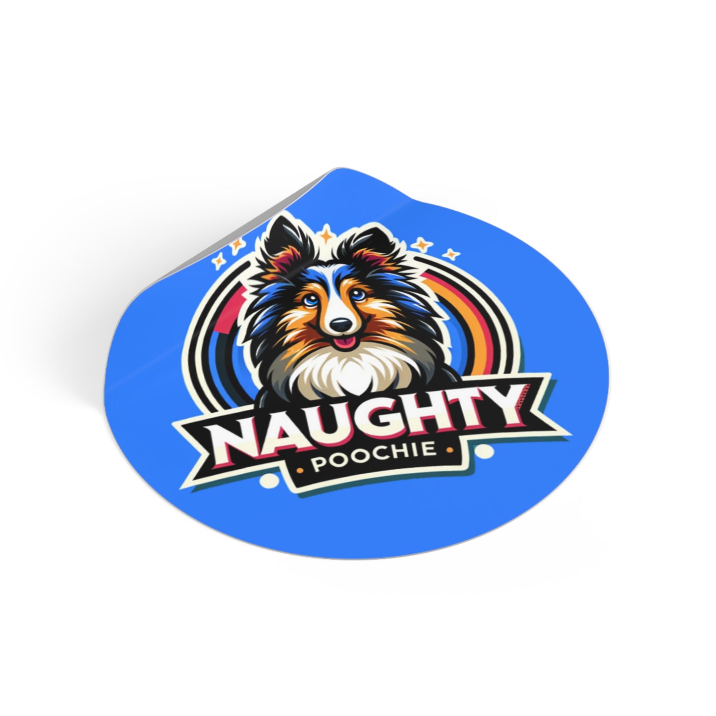 Round Vinyl Stickers - Naughty Sheltie