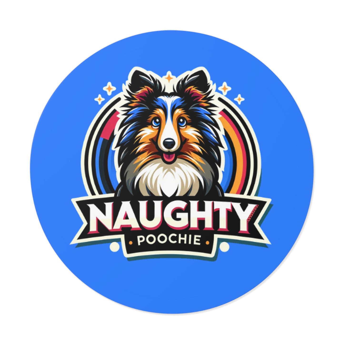 Round Vinyl Stickers - Naughty Sheltie