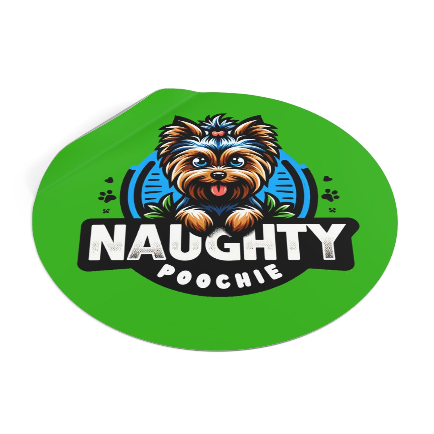 Round Vinyl Stickers - Naughty Yorkie