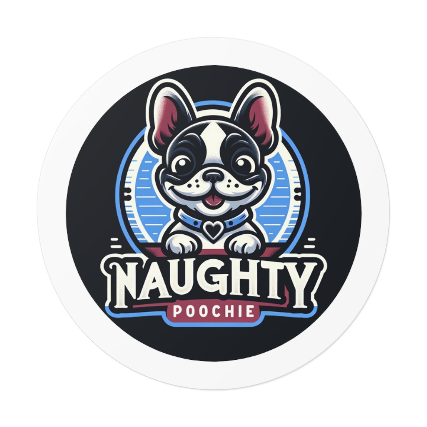 Round Vinyl Stickers - Naught French Bulldog