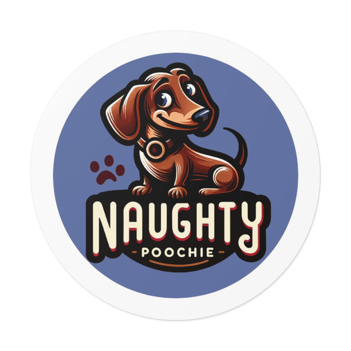 Round Vinyl Stickers - Naughty Dachshund