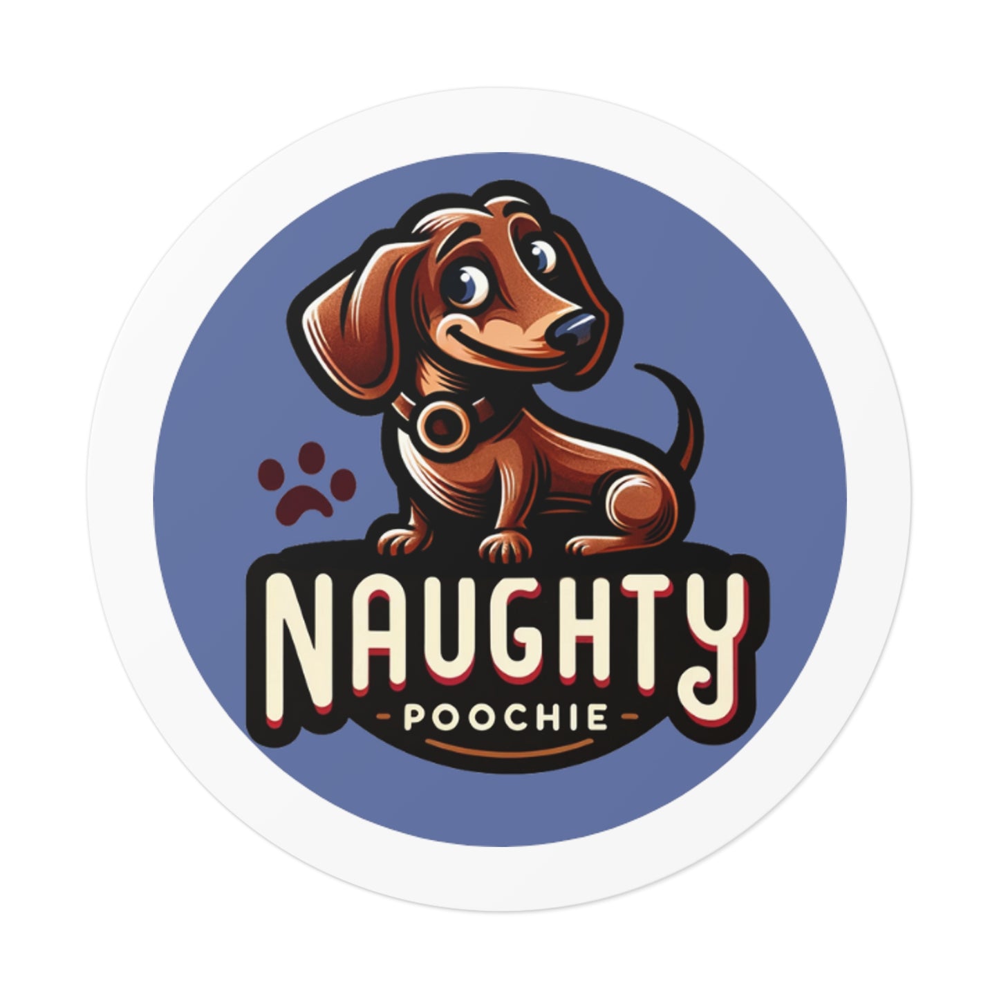 Round Vinyl Stickers - Naughty Dachshund