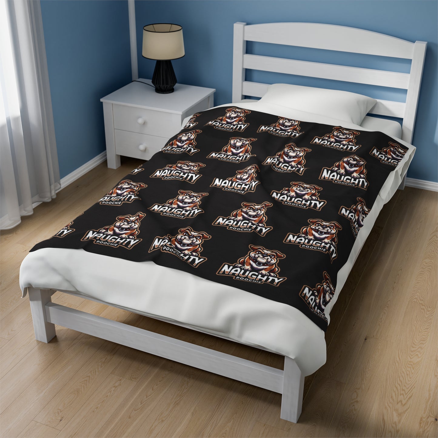 Velveteen Plush Blanket - Naughty Bulldog