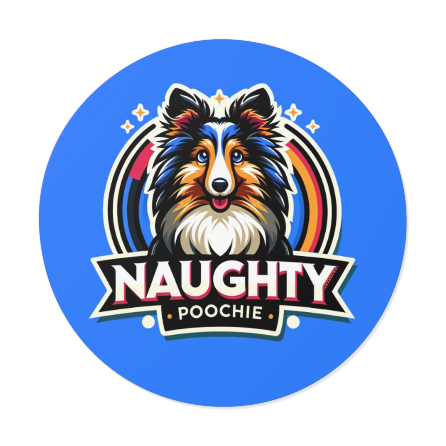 Round Vinyl Stickers - Naughty Sheltie