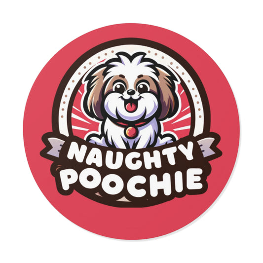 Round Vinyl Stickers - Naughty Shih Tzu