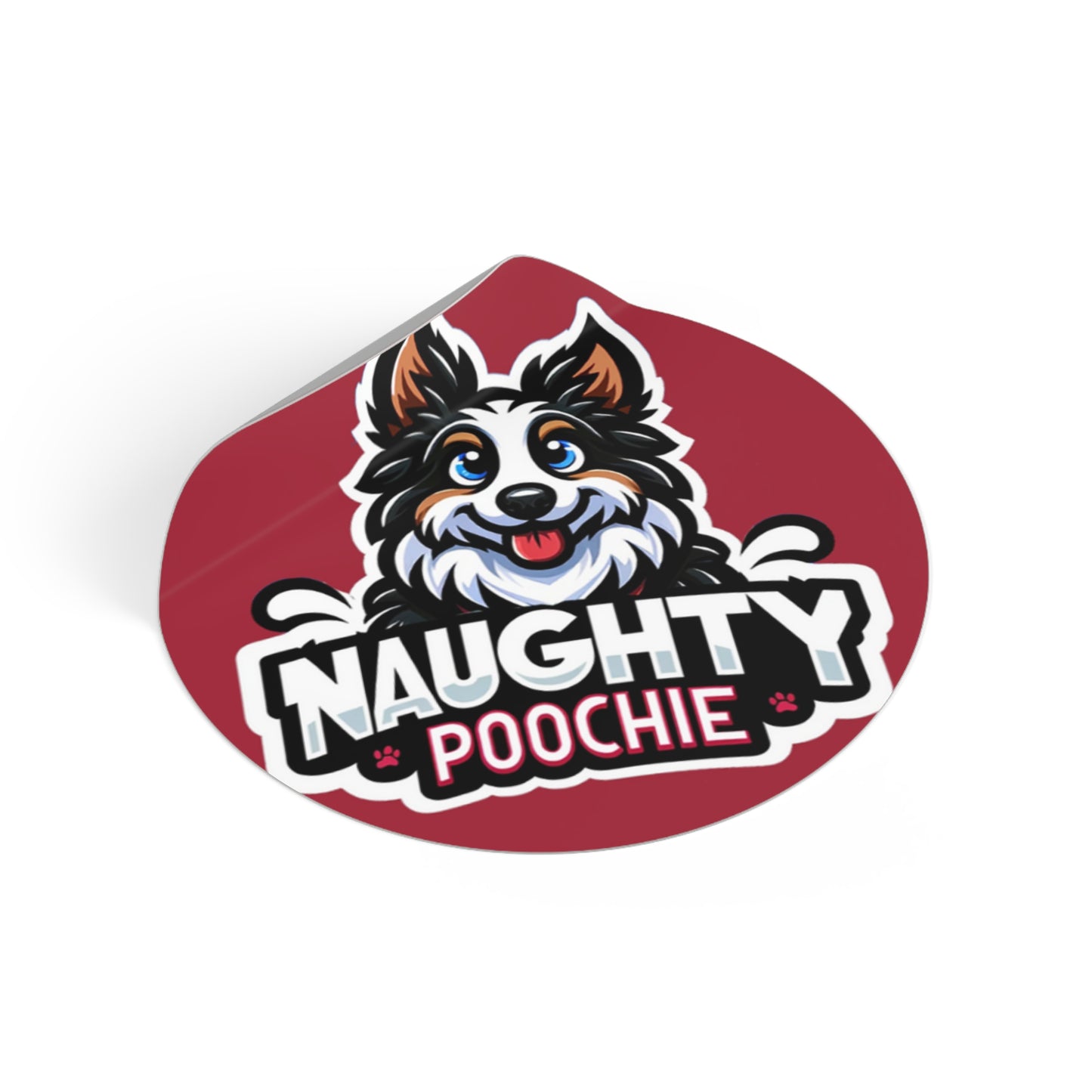 Round Vinyl Stickers - Naughty Border Collie