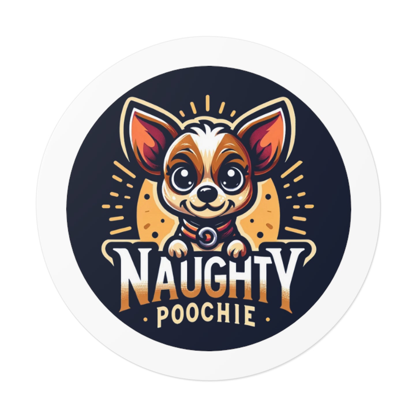 Round Vinyl Stickers - Naughty Chihuahua