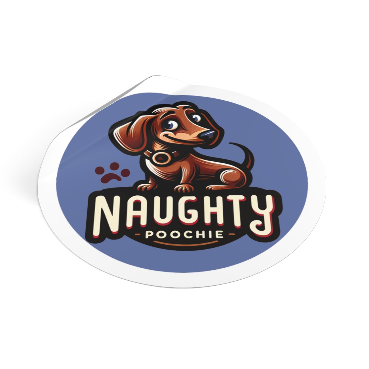 Round Vinyl Stickers - Naughty Dachshund