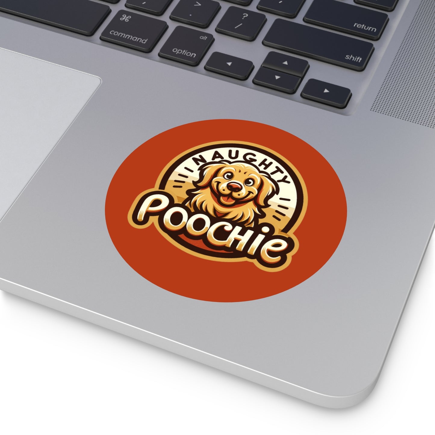 Round Vinyl Stickers - Naughty Golden Retriever