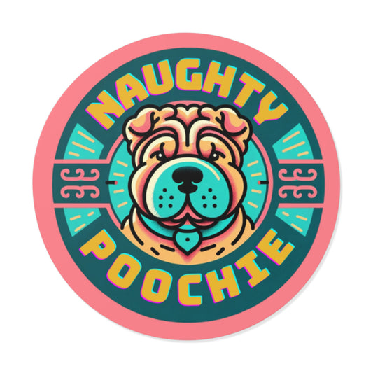 Round Vinyl Stickers - Naughty Sharpei