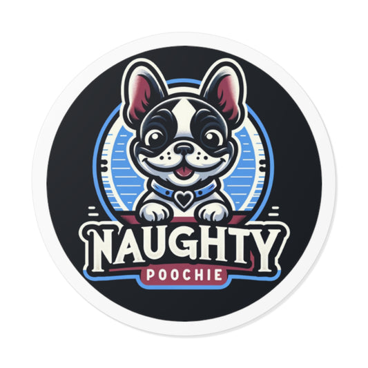 Round Vinyl Stickers - Naught French Bulldog