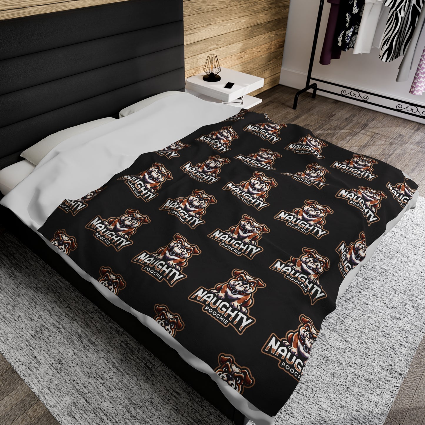 Velveteen Plush Blanket - Naughty Bulldog